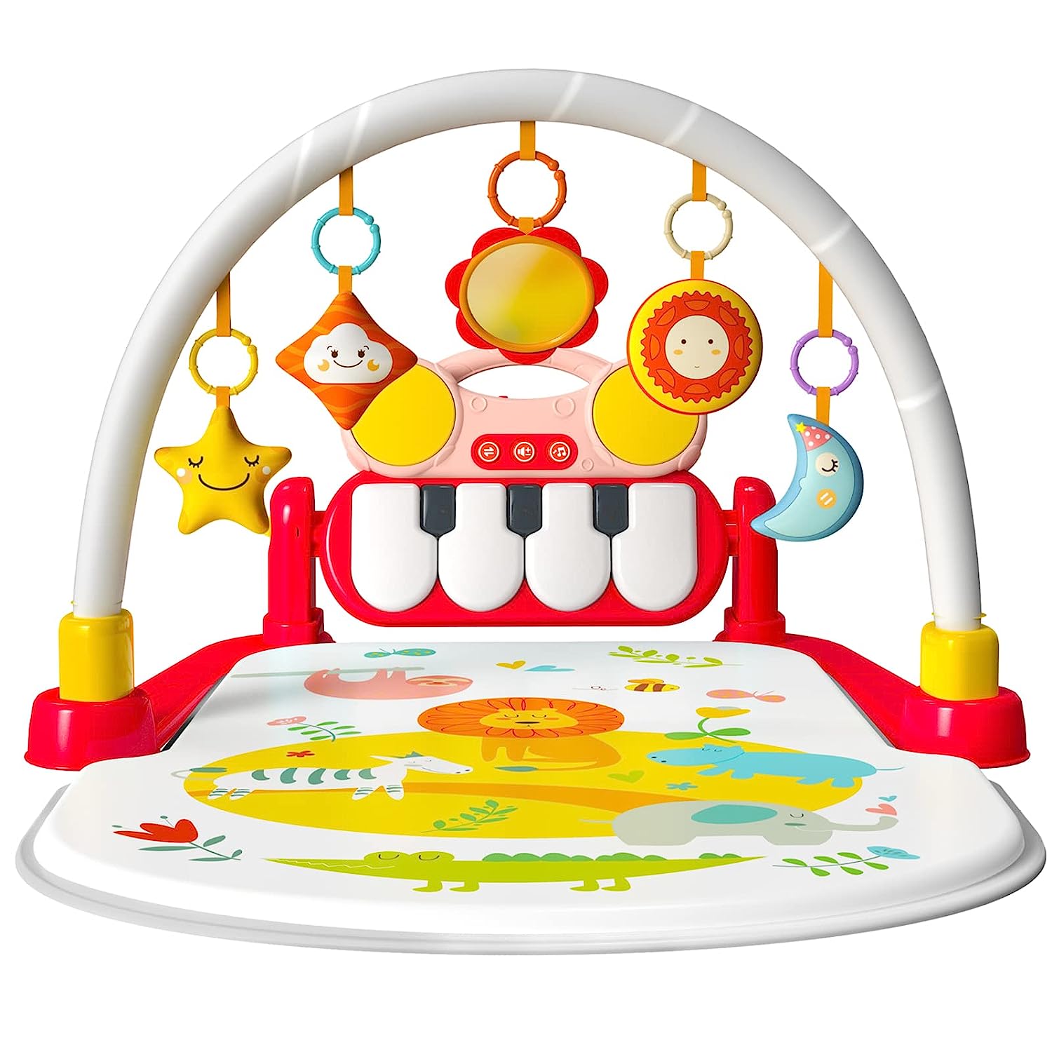 230816030847152_1 Eners Baby Gyms Play Mats Musical Activity Center Baby Piano Gym Mat Tummy Time Padded Mat for Newborn Toddler Infants(Red) - Image 1